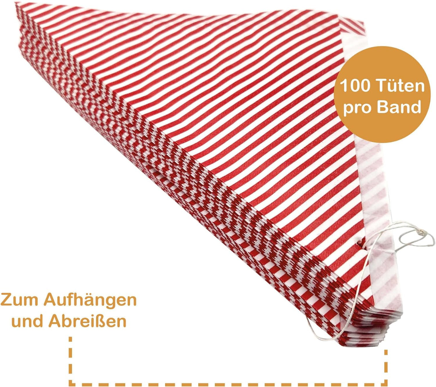 1000 Stück Spitztüten rot weiss gestreift 250g