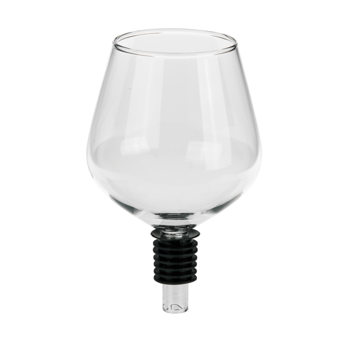 Flaschenaufsatz Glas mit Silikondichtung Weinglas, ca. 13cm