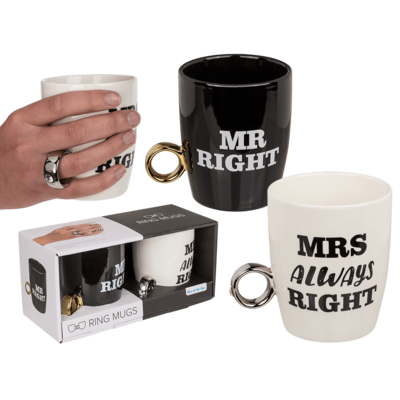 Tasse Mr. Right und Mrs. always Right mit Ring 300ml 2er set